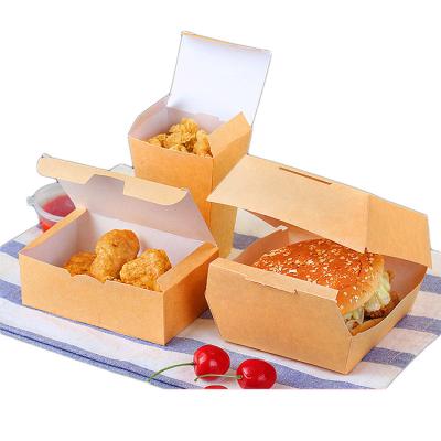 China Disposable Eco Friendly Square Bottom Biodegradable Paper Hamburger Lunch Box For Take Out for sale