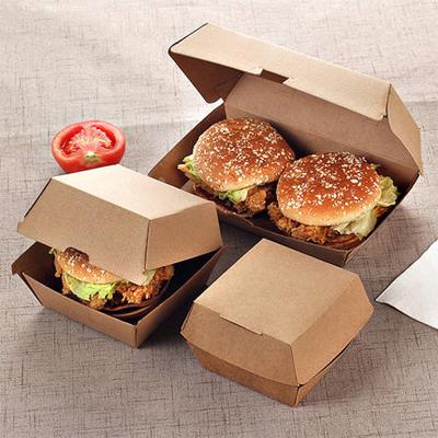 China Disposable Customizable Square Bottom Hamburger Packaging Biodegradable Fast Food Disposable Paper Box for sale