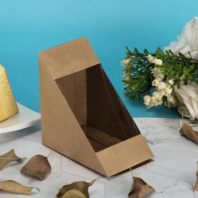 China Disposable Convenient Portable Cake Food Packaging Triangle Sandwich Wrapping Paper Box for sale