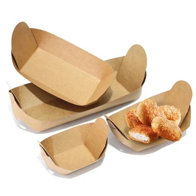 China Paper Disposable Anti-oil Packing Dish Boat Shape French Fries Disposable Takeout Tray for sale