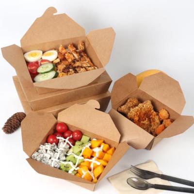 China Food Grade Disposable Custom Pe Coated Waterproof Takeout Fried Food Salad Paper Lunch Box for sale