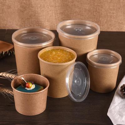 China Biodegradable Disposable Packet Hot Soup Lunch Takeout Food Large Capacity Paper Bowls With Lid for sale