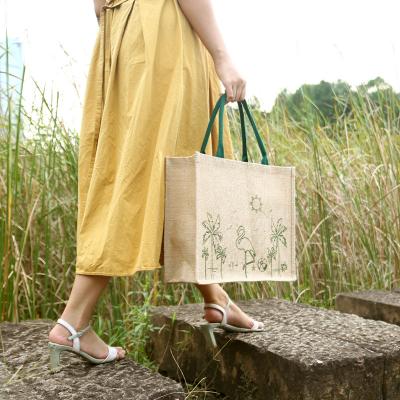 China Recyclable Small Eco-Friendly Brown Beach Tote Laminated Jute Bags With Custom Handled Buying Canvas Logos for sale