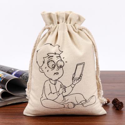 China Eco-friendly Candy Cotton Rice Drawstring Bag Cotton Handled Muslim Drawstring Bag for sale