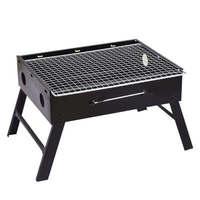 China Easily Assembled Outdoor Portable Charcoal Oven Small Black Steel Folding Grill for sale