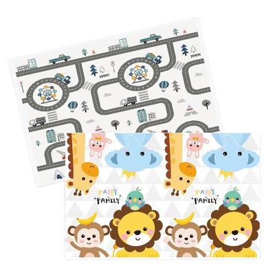 China High Resilience Eco-Friendly Roll Up XPE Foam Baby Playmat Double Sided Color Cartoon Animal Children's Crawling Mat for sale