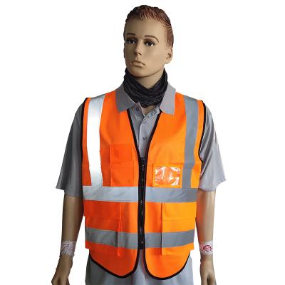 China 5 Pockets for Multi Use High Visibility Safety Vest with Pockets, Mic Tab, Reflective Markings and Zipper, Orange, L for sale