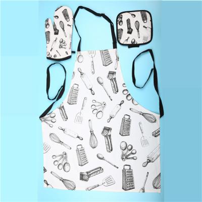 China Military Bamboo Fiber Printing Heat Resistant Apron And Oven Glove Set for sale