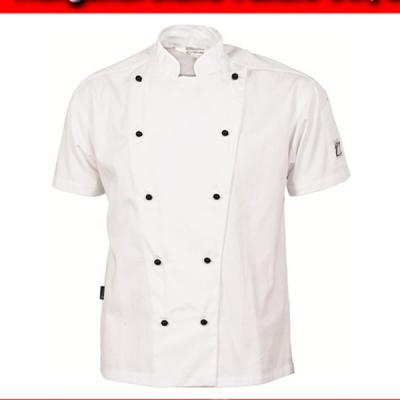 China Machine Wash White Color Summer Short Sleeve Chef Coat for sale