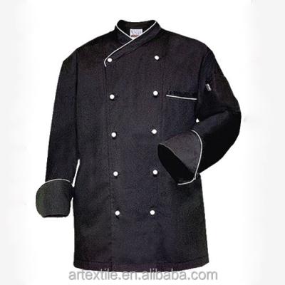 China restaurant & Helm Black Long Sleeve Chef Jacket With Double Breast for sale