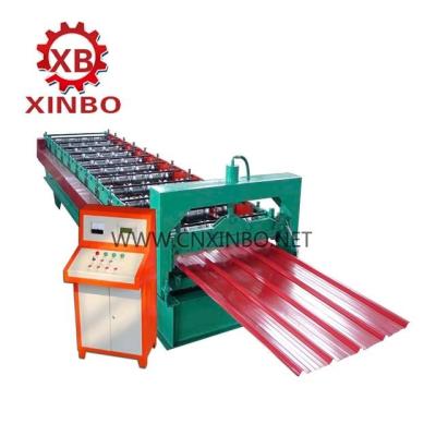 China Trapezoidal Roofing Roof Sheet Production Sheet Roll Forming Machine Hydraulic Thick Cutting 0.3-0.8mm Hot Sale for sale