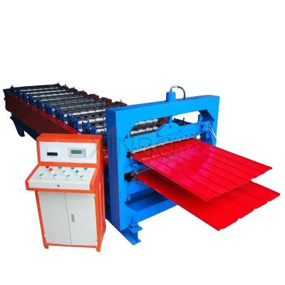 China Hotels Sheet Panel Step Tile Roll Forming Machine Price Double Layer Roof And Wall Steel Sheet Roll Machine for sale