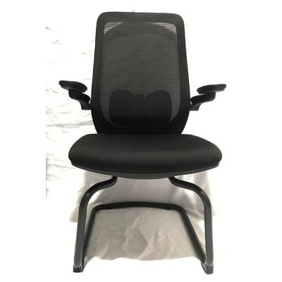 China High Quality Adjustable Lumbar Support Foshan Meeting Black PU Visitor Chair Office Reception Chair Without Wheels for sale