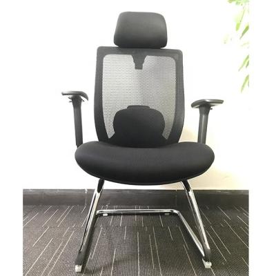 China Fixed Leg Mesh Staff Office Chair Without Arc Base Steel Structure Lumbar Support Adjustable Meeting Conference Wheels Double Lumbar Support for sale