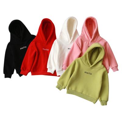 China 20221 new style embroidery baby logo embroidery solid color girls clothing manufacturers custom hoodie baby custom warm cotton anti-shrink sweatshirts for sale