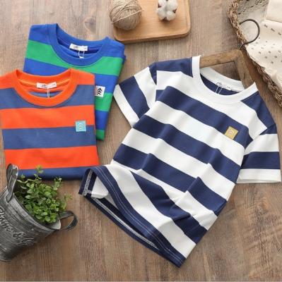 China 2021 new summer big size logo100 cotton striped QUICK DRY custom made boy fashion boy casual T-shirt for sale