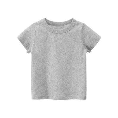 China Custom Fashion Round Neck 100 Cotton Solid Color Boy Solid Color Logo Baby Boy Casual T-shirt 100 Cotton T-shirt for sale