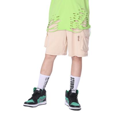 China Anti-wrinkle oem solid color summer fashion custom pocket kids shorts oem custom high quality sports shorts for boys for sale