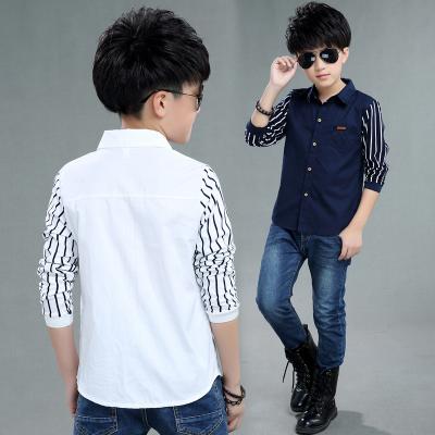 China Fall 2022 Custom Made Kids Boys Shirts Anti Shrink Long Sleeves Casual Kids Striped Shirts for sale