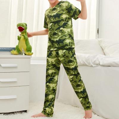 China High Quality OEM Cotton Tee and Pants Dinosaur Print Boys Kids Sleep Suit Custom Fashion QUICK DRY Summer Summer Wear Two Piece Suit for sale