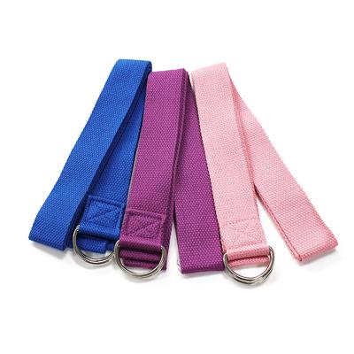 China High Quality Customized Colorful Gym Fitness Cotton / Polyester Yoga Strap With D Ring for sale