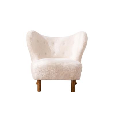 China Nordic modern wood chair lounge chair furniture accent chair hotel design velvet fabric sofa extended back chair high for sale