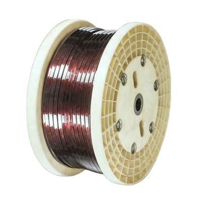 China Class 220 Super Heated Polyimide Enameled Flat Copper Transformer Wire for sale