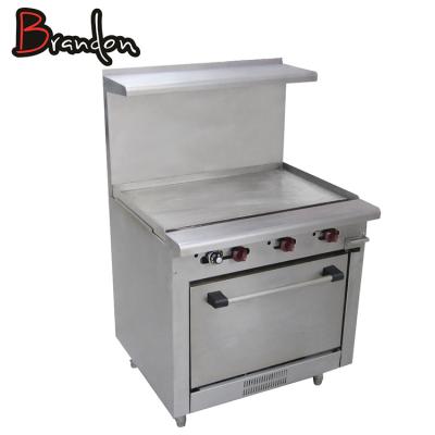 China Interior oven enamels; Romovable Open Burner Grill Kitchen Equipments Range Cooking Commercial Stainless Steel Gas Griddle With Oven for sale