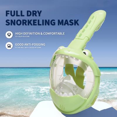 China 2020 New Patent Exclusive Design Lovely Dinosaur Full Face Snorkel Swimming Snorkeling Mask For Kids for sale