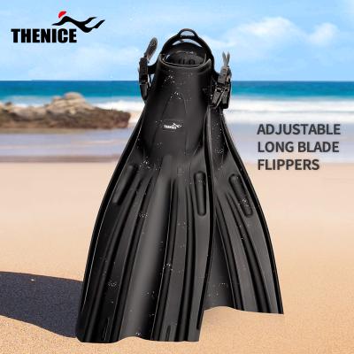 China New Open Carbon Snorkel Dive Adjust Flippers Open Heel Freediving Thencie Long Heel Swimming Fins for sale