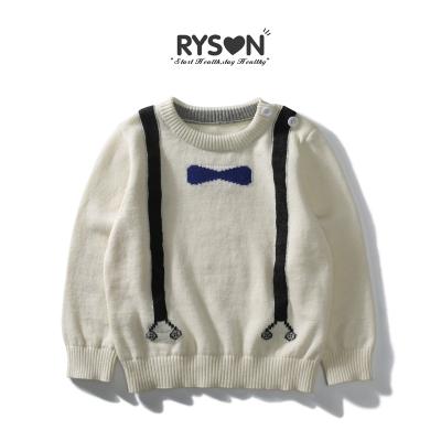 China 100% Cotton Breathable Lovely Bow Unisex Boys Girls Knitted Simple Kids Pullover Sweater for sale