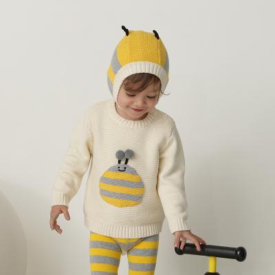 China Fashion Autumn Cartoon Bee Breathable Wholesale Soft Cotton Knitted Crewneck Kids Unisex Sweaters for sale