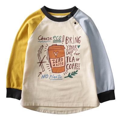 China White Round Neck Breathable Eco-friendly Creative Casual Printed Long Sleeve T-Shirt For Boys for sale