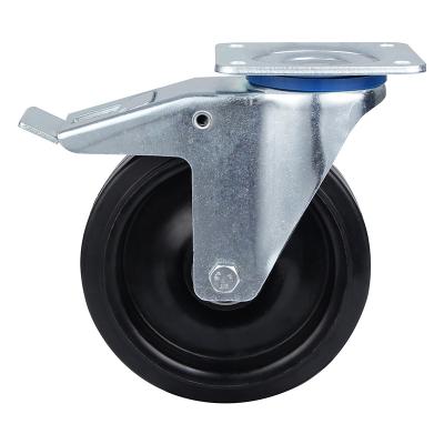 China PIVOT Sample Brake 6in Spare Rubber Surface Total Surface Caster Truckle Beams Casters for sale