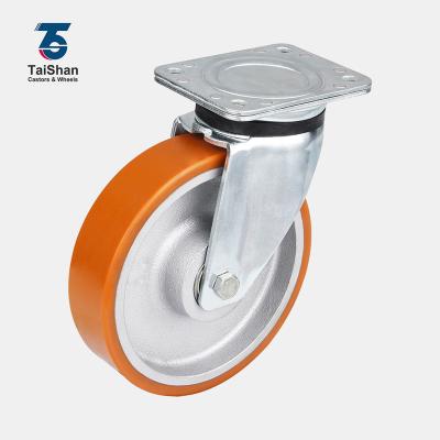 China Taishan Inexpensive Polyurethane 100mm Heavy Duty PIVOT Brown Iron Swivel Caster Wheel for sale