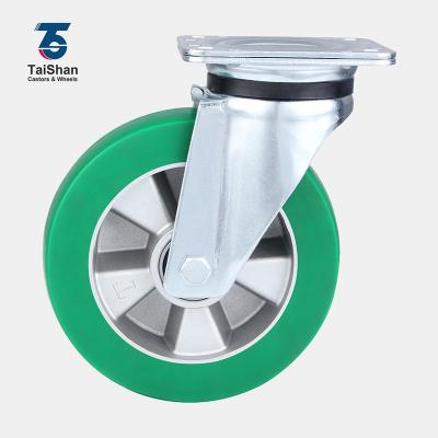 China Inexpensive PIVOT Tishan Cart Swivel Green 3 4 5 Inch Heavy Duty PU Caster With Bearing for sale