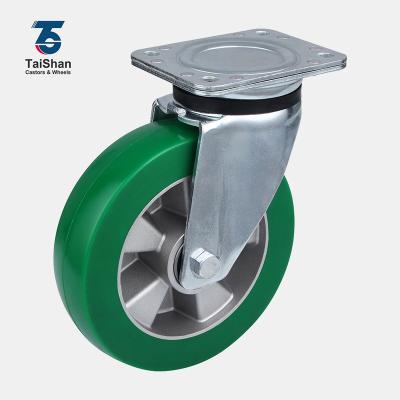 China PIVOT Taishan Vending Truck Green Cart Good Swivel Plate 6 Inch Heavy Duty PU Caster for sale