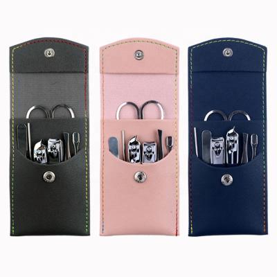 China Luxury PU Custom LOGO 7 Pieces Nail Cutter Clipper Pedicure Manicure Set Private Label 7Pcs Manicure Sets Portable Nail Care Tool Kit for sale