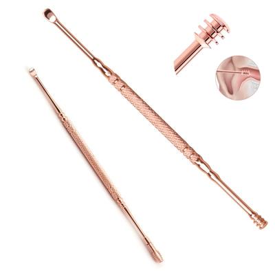 China Rose Gold Personal Care Tool Earpick Wax Screw Ear Wax Remover Deluxe Ear Picker Spoon Clean Tool Set Stainless Steel Ear Wax Removal Remover Kit for sale