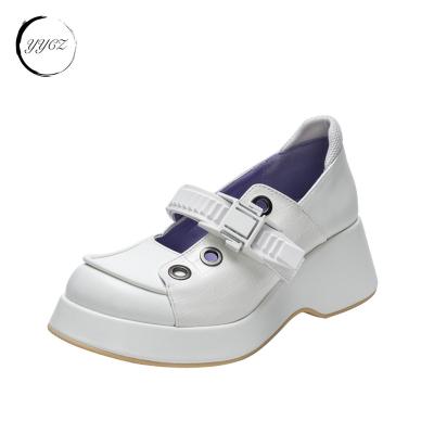 China Fashion Trend white shoe for women and girls strap back to school students shoes chunky sole fashion loafer shoes for sale