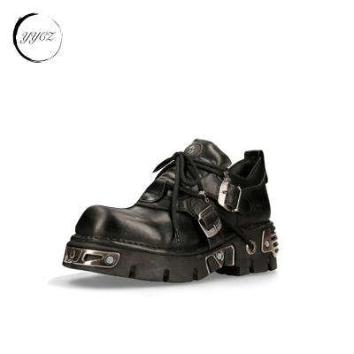 China Fashion Trend unisex square toe heavy metal gothic shoes top fashion punk buckle on sole flat skeleton and skull design shoes for sale