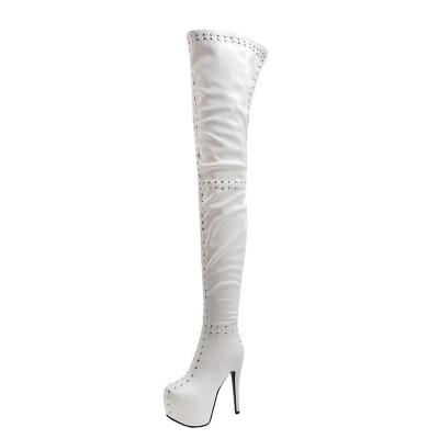 China Fashion Trend gladiator boots thigh high sexy fetish cosplay gothic  boots for steal tube dance girls low MOQ stretch upper for sale