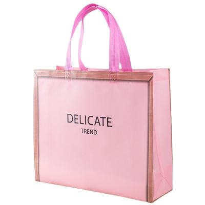 China Printable Customized Recyclable Your Own Logo Luxury Pink Non Woven Shopping Bag Nonwoven Clothing Tote Bag With Handle for sale