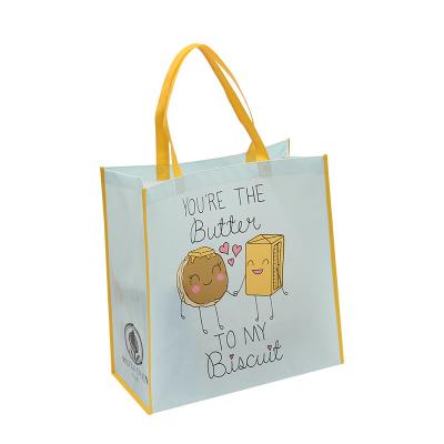 China Recyclable Biodegradable Recycle Non Woven Shopping Bag Logo Printing Cartoon Laminated Non Woven Fabric Custom Tote Bag for sale