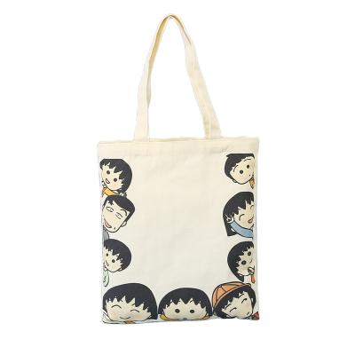 China Custom Printed Reusable Shopping Tote Bag For Student Gift Plain White Large Cartoon Cotton Canvas Eco-Friendly Recyclable for sale