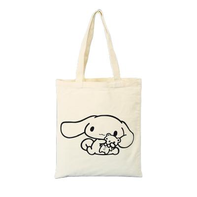 China Custom Recyclable Cartoon Pattern Japan Reusable Cotton Shoulder Bags Student Packaging Shopping Large Capacity Canvas Tote Bag for sale