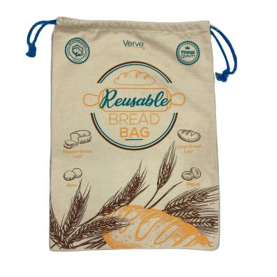 China Recyclable Wholesale Custom Reusable Bulk Bag Cotton Canvas Bread Packaging Drawstring Pouch Printed Logo Portable Eco Friendly for sale