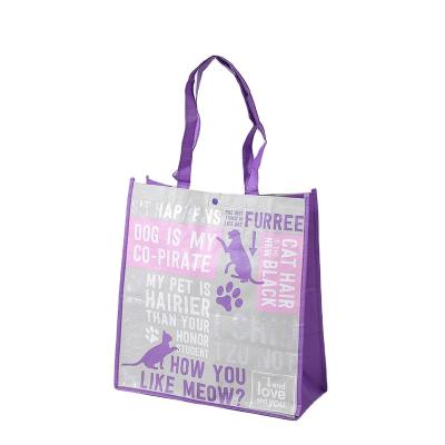 China Colorful Logo Reusable Supermarket Grocery Custom Printed Recyclable Promotional Laminated PP Woven Shopping Tote Bag for sale