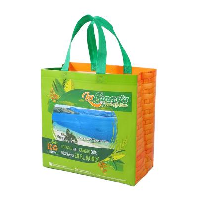 China Promotional Eco Friendly Wholesale Custom Supermarket Grocery PP Laminated Reusable Nonwoven Shopping Tote Bag Recyclable for sale