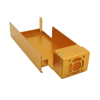 China Custom high quality aluminum stainless steel sheet metal fabrication power box bracket with gold anodizing for sale